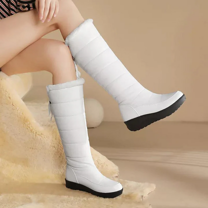 Enge winterstiefel - pelzgefütterte kniehohe schneestiefel für frauen