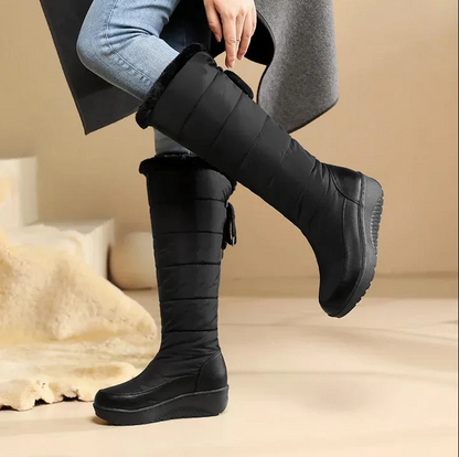 Enge winterstiefel - pelzgefütterte kniehohe schneestiefel für frauen