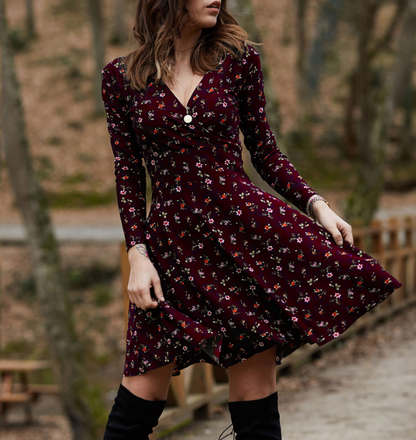 Sophia – allover-print-langarmkleid für frühling und herbst