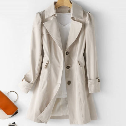 Klassischer slim-Fit-Trenchcoat mit knopfleiste für damen