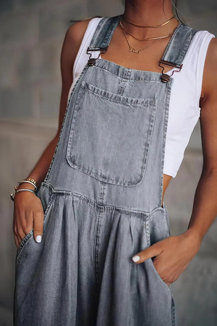 Keti - armelloser trendiger denim-overall für damen