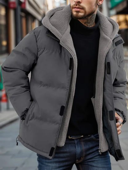 London - zweiteilige kapuzen-pufferjacke für männer - warme fleecejacke für winter und outdoor-aktivitäten