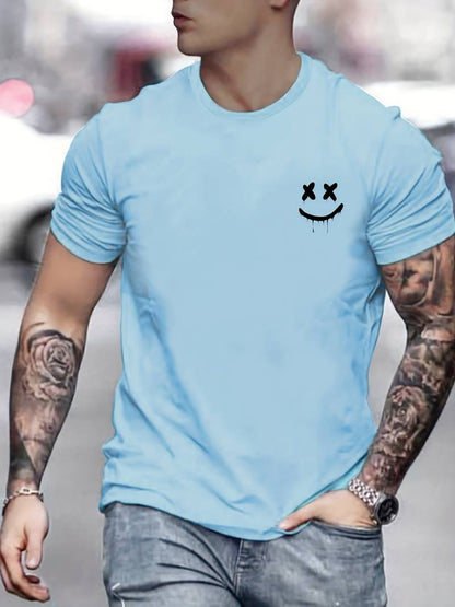 Brandon – t-shirt mit smile-print und rundhalsausschnitt