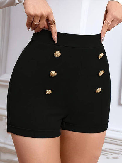 Olivia – shorts mit hohem bund und knopfdekor