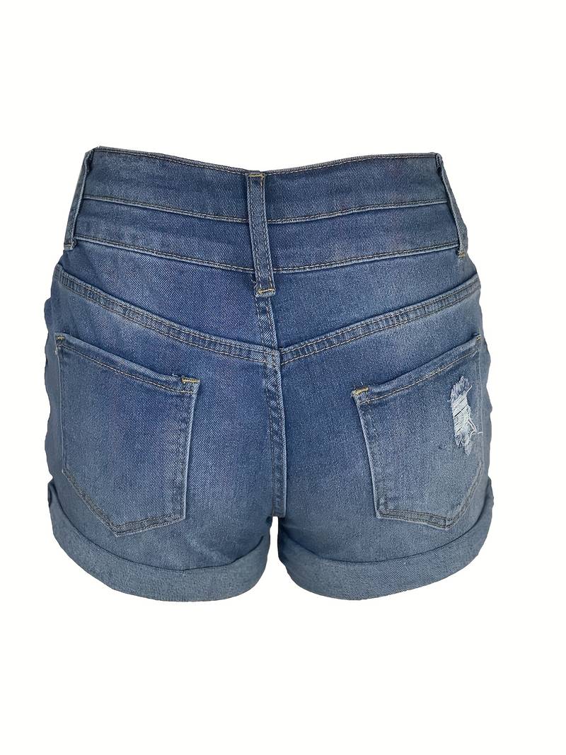 Natalie – gerippte jeansshorts für frühling/sommer