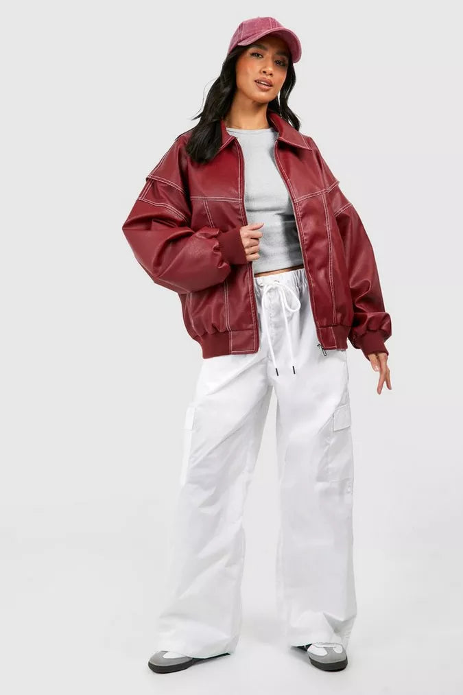 Vera - trendige rote damenjacke im oversize-fit