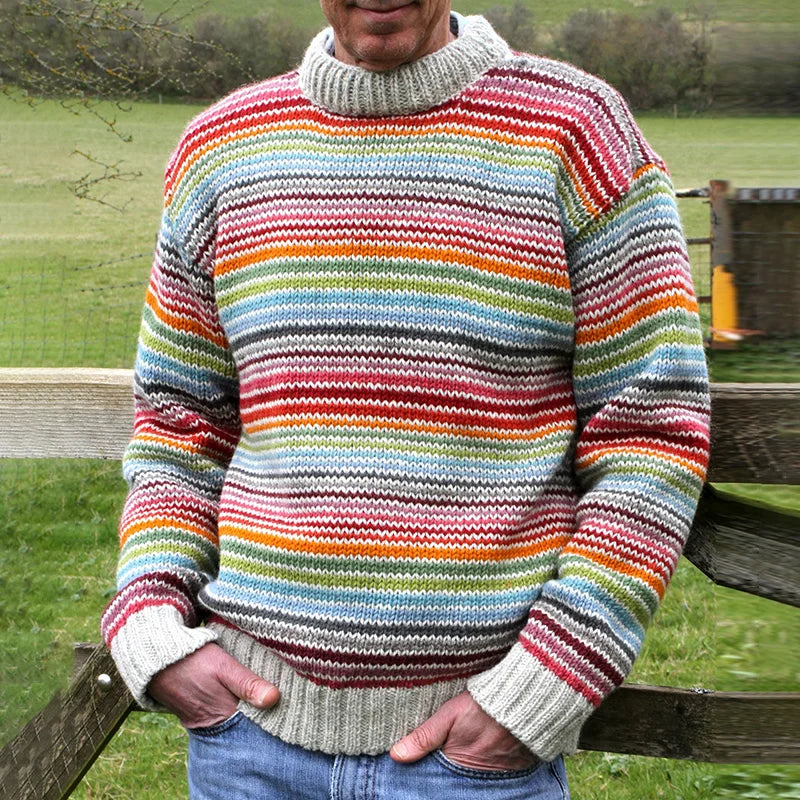 Roy – pullover mit rundhalsausschnitt und regenbogenstreifen