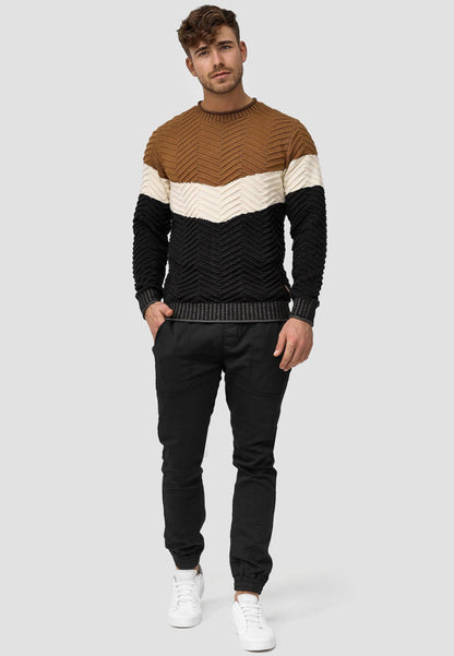 Indicode Herren Dean Pullover mit Ripp-Bündchen & Rundhals-Ausschnitt - INDICODE