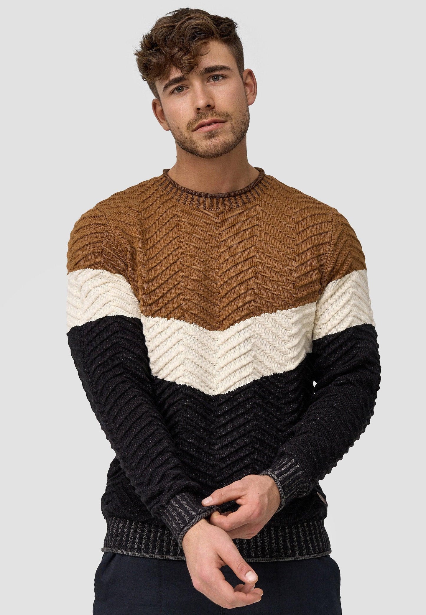 Indicode Herren Dean Pullover mit Ripp-Bündchen & Rundhals-Ausschnitt - INDICODE