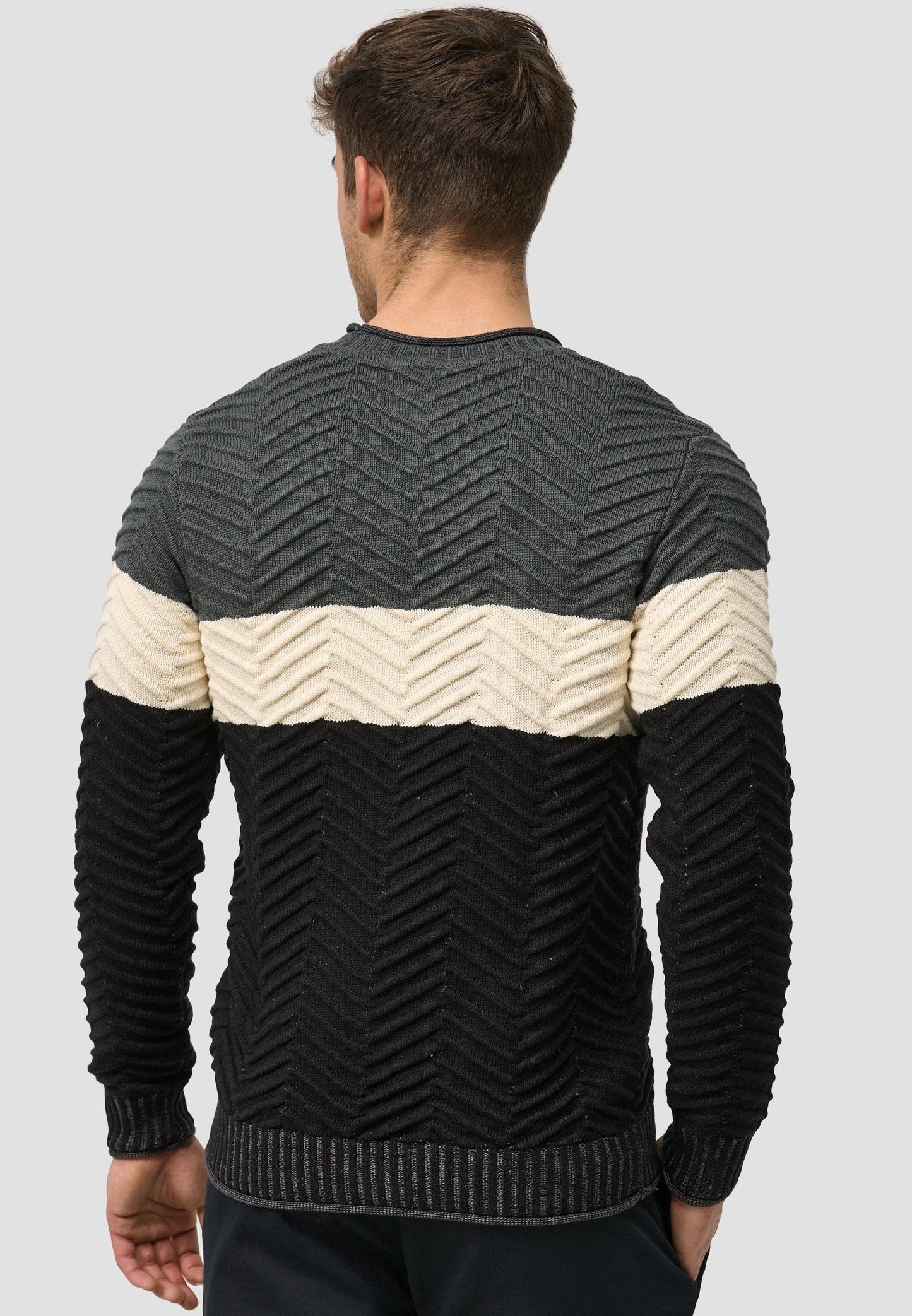 Indicode Herren Dean Pullover mit Ripp-Bündchen & Rundhals-Ausschnitt - INDICODE