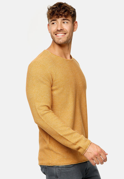 Indicode Herren Loakim Strickpullover mit Rundhals-Ausschnitt & Roll Edge aus 90% Baumwolle - INDICODE