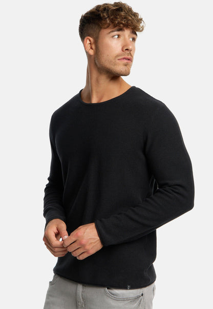 Indicode Herren Loakim Strickpullover mit Rundhals-Ausschnitt & Roll Edge aus 90% Baumwolle - INDICODE