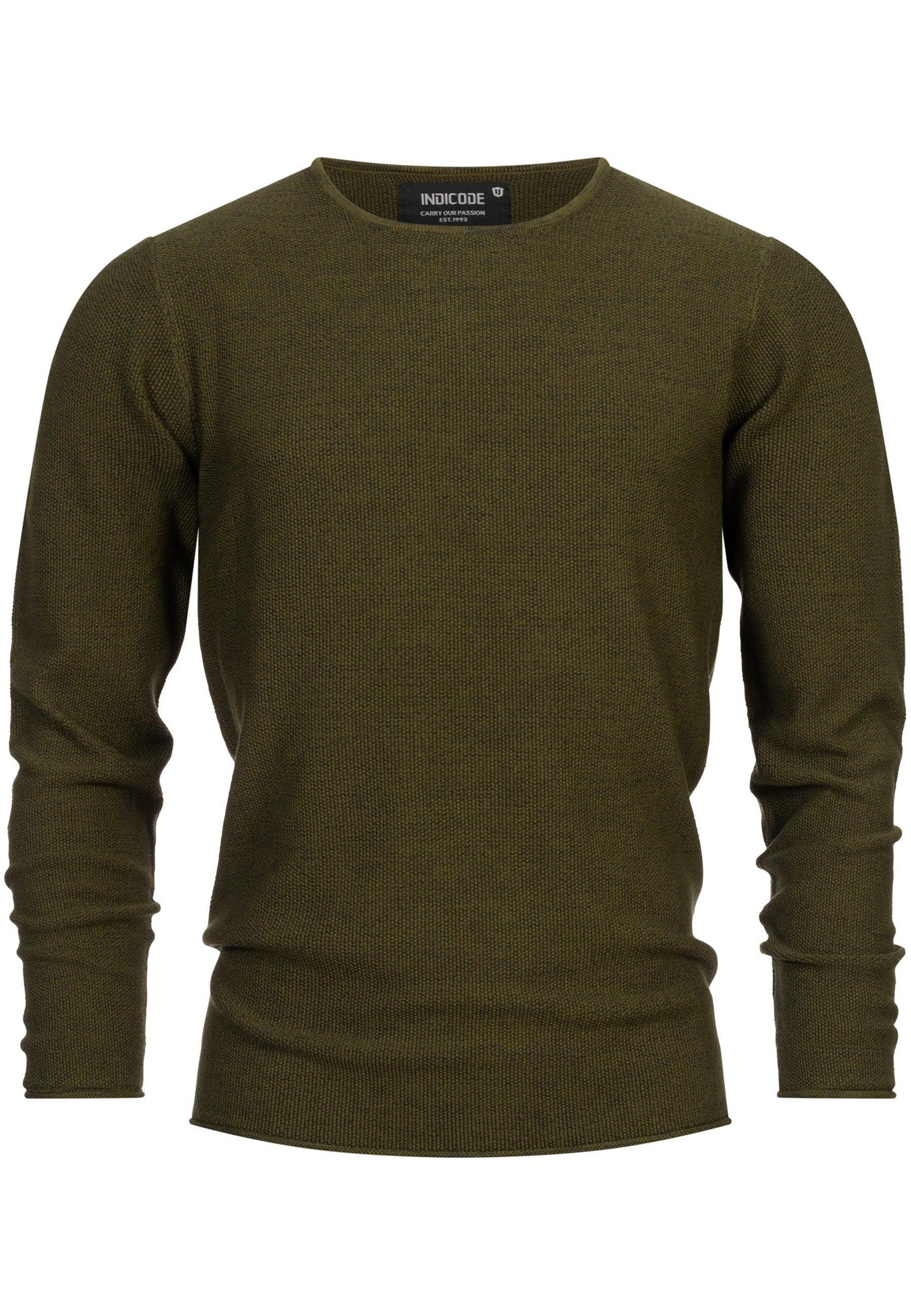 Indicode Herren Loakim Strickpullover mit Rundhals-Ausschnitt & Roll Edge aus 90% Baumwolle - INDICODE