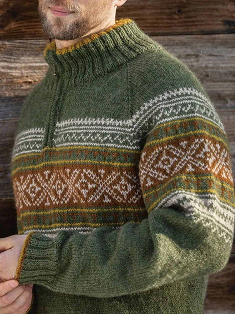 Emrys – vintage-patchwork-pullover mit rundhalsausschnitt