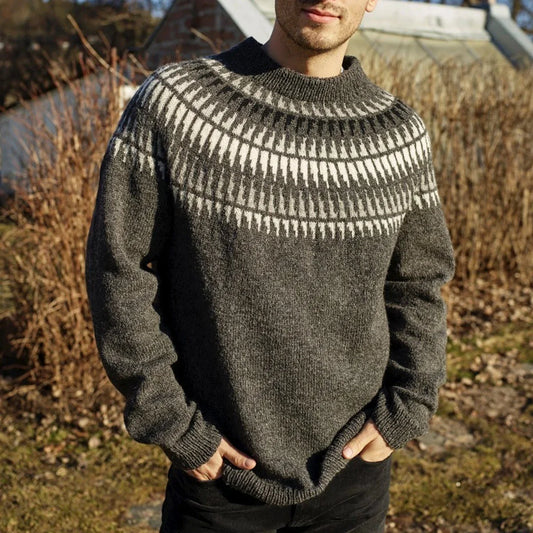 Alfred – vintage-strickpullover mit rundhalsausschnitt für männer