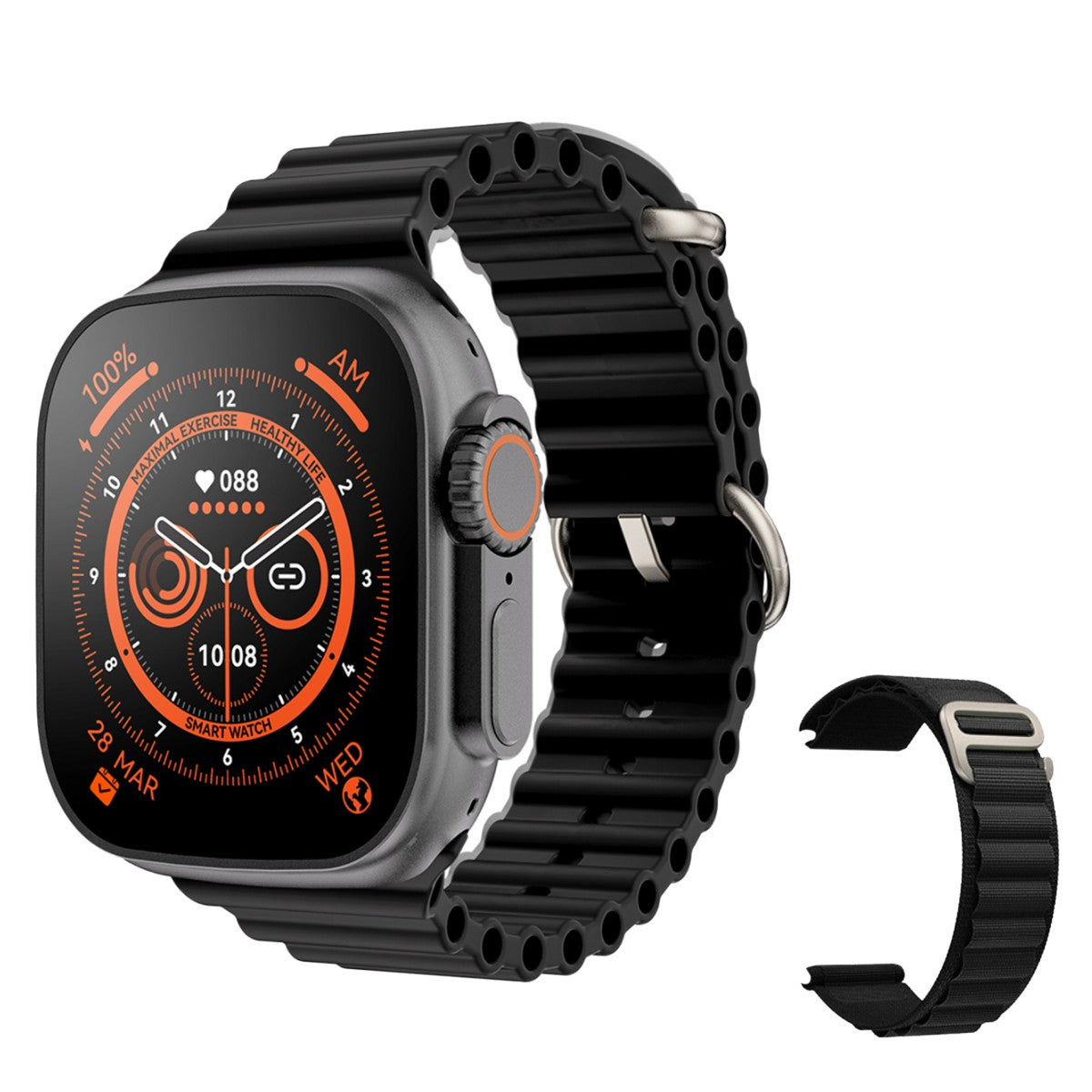 Ultra smartwatch serie 8 – für iphone & android – 2 armbänder inklusive