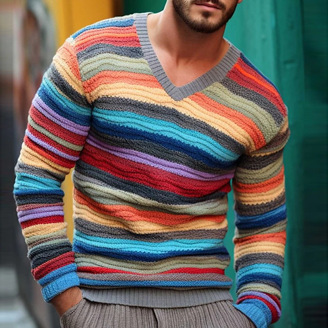 Ignatius – gestreifter regenbogenpullover für männer