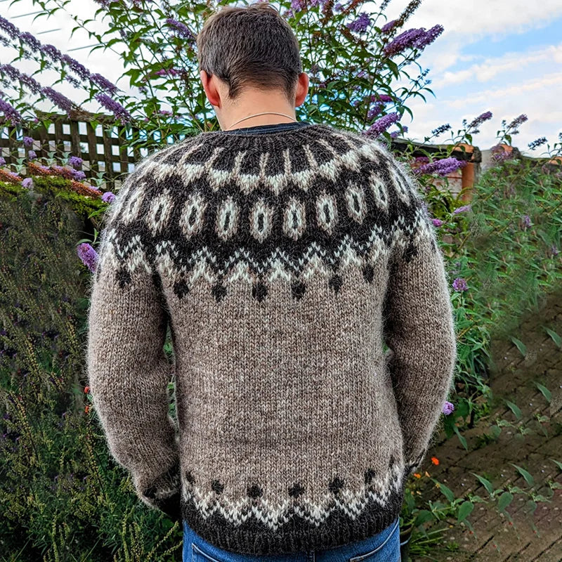 Ahmed – vintage-strickpullover mit rundhalsausschnitt für männer