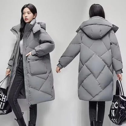 megan -lange puffer-winterjacke für damen