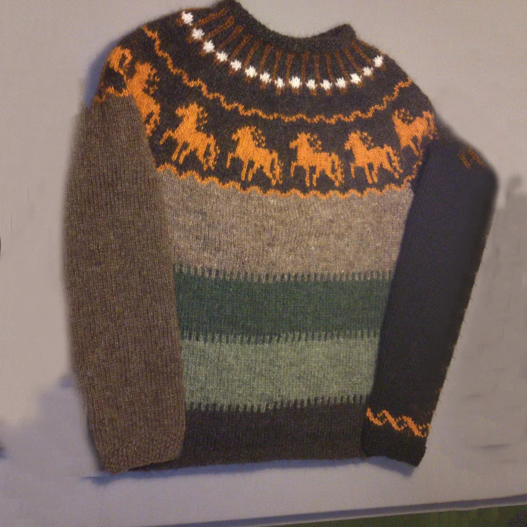 William – vintage-pullover mit rundhalsausschnitt für herren