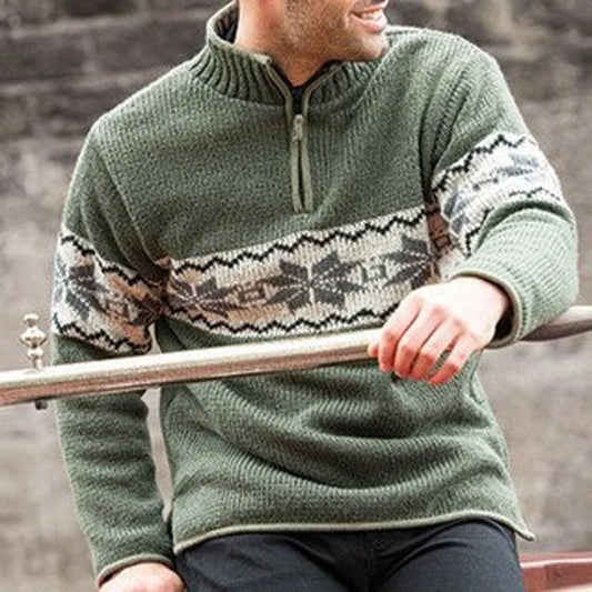 Alexander – vintage-pullover mit nieten und reißverschluss für herren