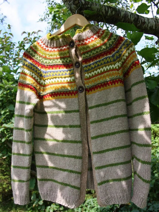 Evelyn – vintage-pullover mit knöpfen