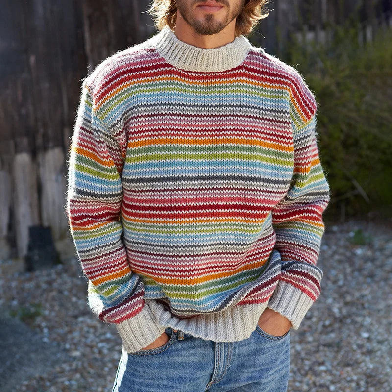 Roy – pullover mit rundhalsausschnitt und regenbogenstreifen