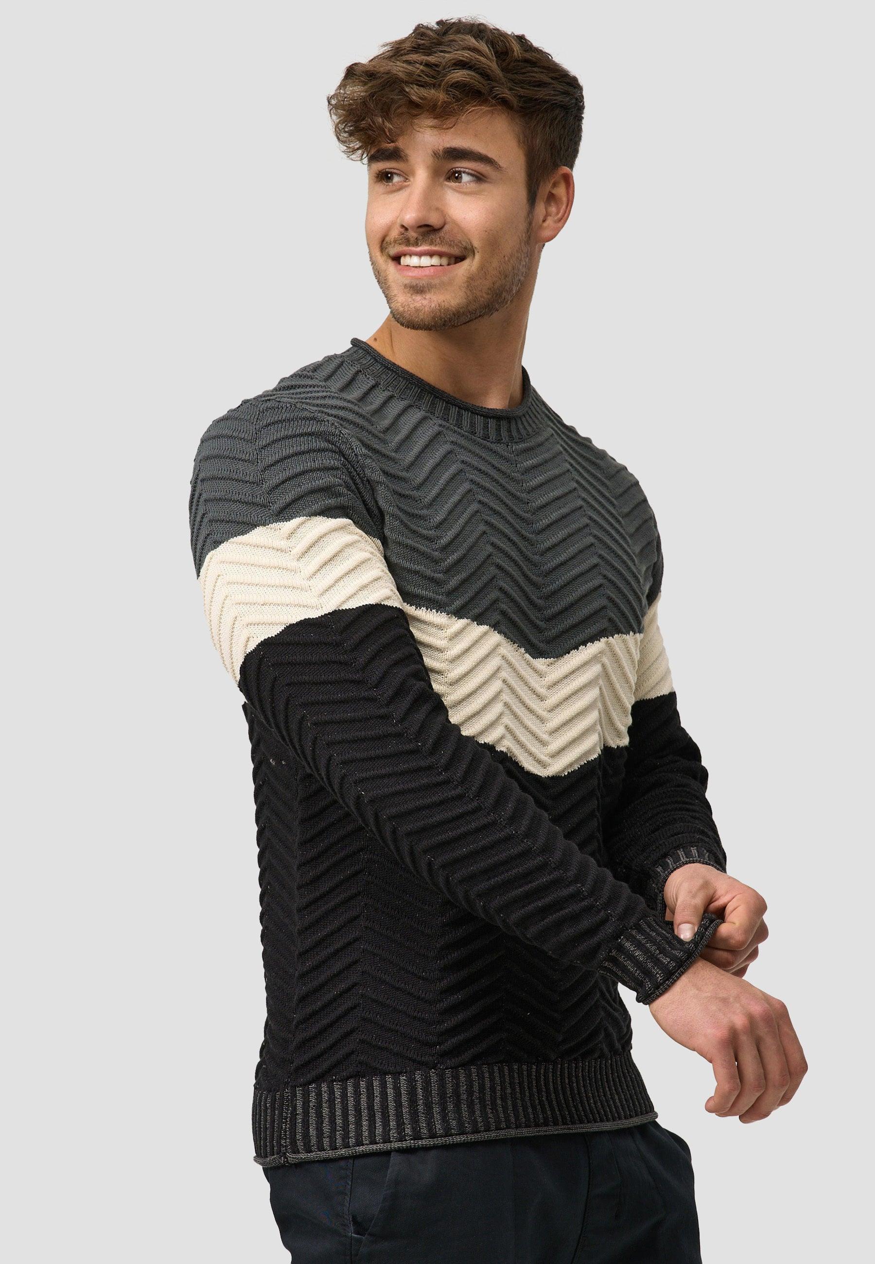 Indicode Herren Dean Pullover mit Ripp-Bündchen & Rundhals-Ausschnitt - INDICODE