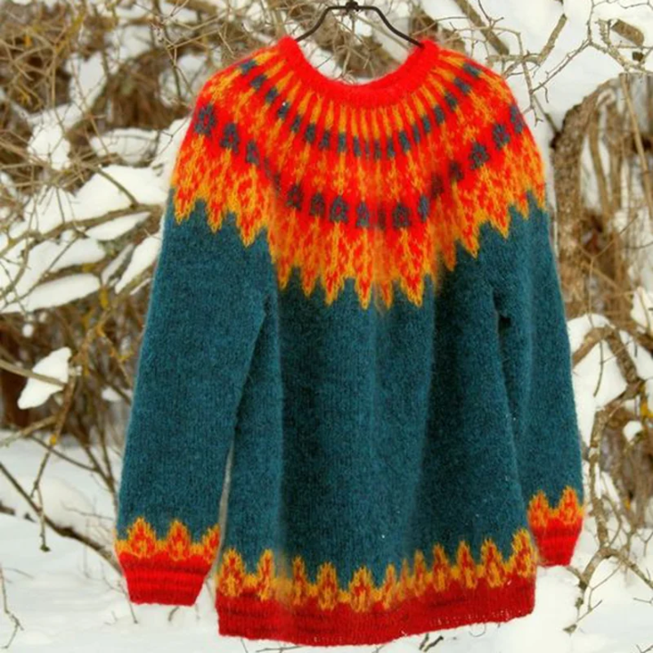 Quentin – vintage isländische warme pullover mit rundhalsausschnitt